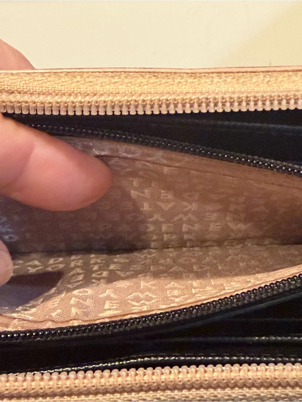 kate spade Rose Gold Glitter Zip Wallet